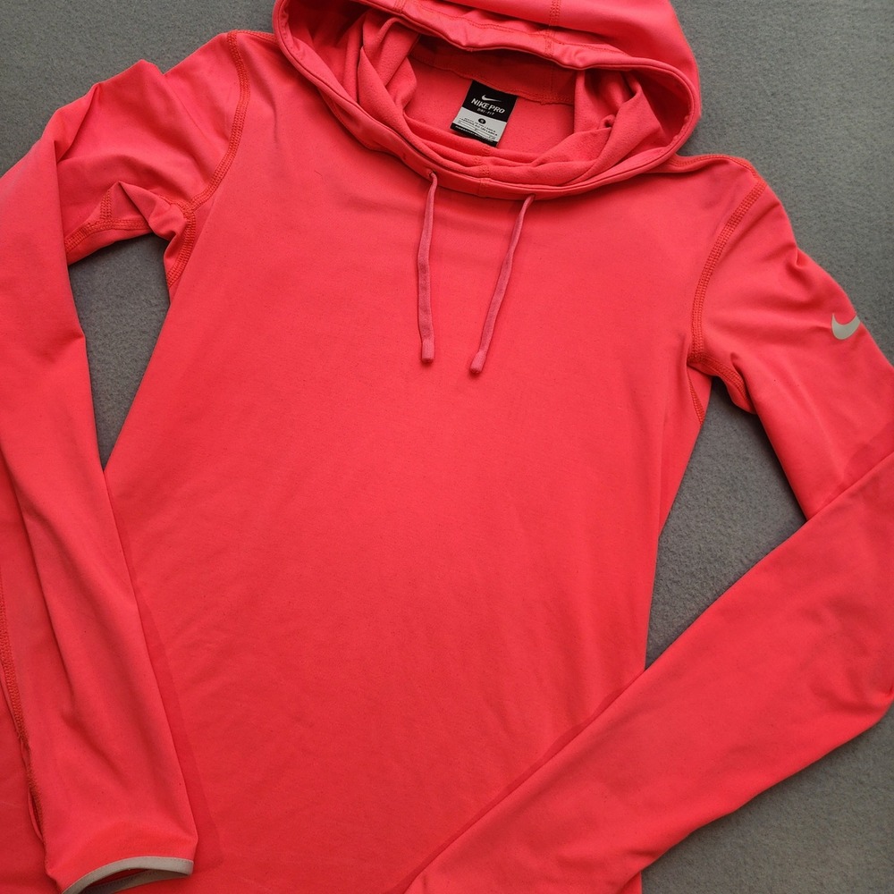 Nike Pro Dri-FIT Womens Hoodie Long Sleeve Training Top Neon Pink Small